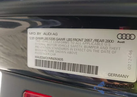 2021 Audi A6 Sport Premium 45 Tfsi Quattro S Tronic из США, поврежденный, VIN WAUD3AF20MN050605